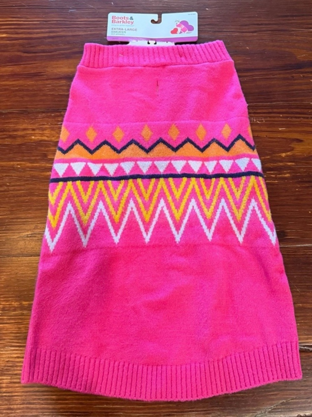 Boots & Barkley XL Dog Sweater Hot Pink Aztec Geometric Knit Pet Apparel